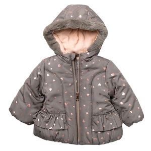 Kensie Girl Heart Print Jacket in Grey/Pink